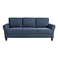 Lifestyle Solutions Winslow Sofa With Rolled Arms, 32-3/4”H x 80-1/3”W x 31-1/2”D, Blue
