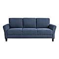 Lifestyle Solutions Winslow Sofa With Rolled Arms, 32-3/4”H x 80-1/3”W x 31-1/2”D, Blue 1 thumbnail image