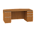 BBF Milano2 Double-Pedestal Bow Desk, 30"H x 71 1/8"W x 29 5/8"D, Golden Anigre, Standard Delivery Service, Box 1 Of 2