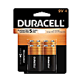 Duracell Coppertop 9-Volt Alkaline Batteries, Pack Of 4, 1 Hang Hole Packaging