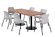 KFI Studios Proof Rectangle Pedestal Table With Imme Chairs, 31-3/4”H x 72”W x 36”D, River Cherry Top/Black Base/Light Gray Chairs 1 thumbnail image