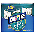 Dixie Heavyweight Disposable Forks, Knives & Spoons Combo Boxes by GP Pro - 168 / Box - 6/Carton - Cutlery Set - 56 x Spoon - 56 x Fork - 56 x Knife - White