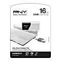 PNY Compact Attache USB Flash Drive, 16GB, Black