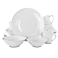Gibson Home Noble Court 16-Piece Ceramic Dinnerware Set, White