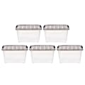 Iris® Stack & Pull™ Storage Boxes, 8 Gallon, Clear/Gray, Set Of 5 Boxes 1 thumbnail image