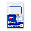 Avery® Flexible Name Badge Labels, 2 1/3" x 3 3/8", White With Blue Border, Pack Of 40
