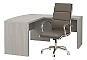 kathy ireland® Office by Bush Business Furniture Echo L Shaped Bow Front Desk with High Back Chair, Gray Sand, Standard Delivery