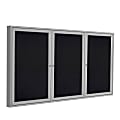 Ghent Traditional Indoor Enclosed Recycled Rubber Bulletin Board, 36" x 72", Black, Satin Aluminum Frame