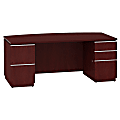 Bush Business Furniture Milano2 Bow Front Office Desk With 2 Pedestals, 72"W, Harvest Cherry, Premium Installation