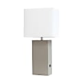 Lalia Home Lexington Table Lamp With USB Charging Port, 21"H, White/Gray