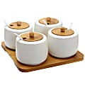 Elama 13-Piece Serving Jar Set, Short, White/Bamboo 1 thumbnail image