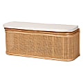 bali & pari Ishana Natural Rattan Storage Bench, 17-3/4”H x 47-1/4”W x 16-1/2”D, Natural/White 1 thumbnail image