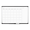 U Brands PINIT Magnetic Dry Erase Monthly Calendar Board, 36" X 24", Silver Aluminum Frame