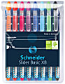 Schneider Slider XB Ballpoint Stick Pens, Extra Bold Point, 1.4 mm, Clear Barrels, Assorted Ink Colors, Pack Of 8