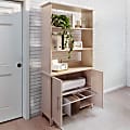 Realspace® Koru 72"H 3-Shelf Bookcase With Printer Shelf & File Storage, Natural Oak, BIFMA Compliant