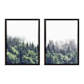 Uniek Kate And Laurel Sylvie Framed Canvas Wall Art Prints, 18" x 24", Lush Green Forest On A Foggy Day, Set Of 2