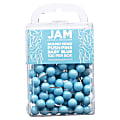 JAM Paper® Colorful Push Pins, 1/2", Baby Blue, Pack of 100 Push Pins