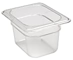 Cambro Camwear GN 1/8 Size 4" Food Pans, 4”H x 4-1/4”W x 6-5/16”D, Clear, Set Of 6 Pans 1 thumbnail image