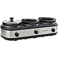 Frigidaire 420W Triple Slow Cooker And Buffet Server With 3-Piece 2.5-Quart Ceramic Pots, Silver