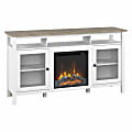 Bush® Furniture Mayfield Electric Fireplace TV Stand for 70" TVs, 32-2/5"H x 60-1/4"W x 15-5/8"D, Shiplap Gray/Pure White, Standard Delivery 1 thumbnail image