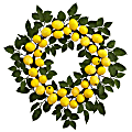 Nearly Natural Lemon 24”H Plastic Wreath, 24”H x 24”W x 3”D, Yellow