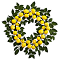 Nearly Natural Lemon 24”H Plastic Wreath, 24”H x 24”W x 3”D, Yellow 1 thumbnail image