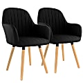 Elama Fabric Tufted Chairs, Black/Brown, Set Of 2 Chairs