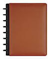 TUL® Discbound Notebook With Leather Cover, Junior Size, Narrow Ruled, 60 Sheets, Brown