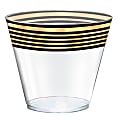 Amscan Stripe Premium Plastic Tumblers, 9 Oz, Black/Metallic Gold, 24 Tumblers Per Pack, Case Of 2 Packs 1 thumbnail image