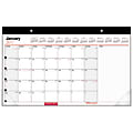 Office Depot® Brand Monthly Desk Pad Calendar, 17" x 10", 30% Recycled, Black/Red, January to December 2017 1 thumbnail image