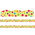 Charles Leonard Scallop Cut Borders/Trims, Colorful Dot, 24’ Per Pack, Set Of 2 Packs