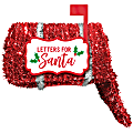 Amscan 244226 Christmas 3D Deluxe Tinsel Mailboxes, 5-7/16”H x 9-1/4”W x 5-7/16”D, Red, Set Of 2 Mailboxes