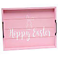 Elegant Designs Decorative Serving Tray, 2-1/4”H x 12”W x 15-1/2”D, Light Pink Wash Hoppy Easter