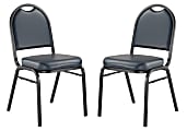 National Public Seating 9200 Series Premium Stack Chairs, Midnight Blue/Black, Set Of 2 Chairs