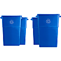 Genuine Joe 23 Gallon Recycling Container - 23 gal Capacity - Rectangular - 30" Height x 22.5" Width x 11" Depth - Blue, White - 4 / Carton 1 thumbnail image