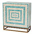 Baxton Studio Utari 28"W Modern Bohemian Mother of Pearl Storage Cabinet, Mosaic Beige/Blue/White/Gold
