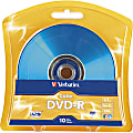 Verbatim AZO DVD-R 4.7GB 16X Vibrant Colors - 10pk Blister, Assorted - 120mm - 2 Hour Maximum Recording Time 1 thumbnail image