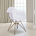 Flash Furniture Allure Series Polycarbonate Side Chair, Clear/Gold