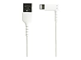 StarTech.com 1m / 3.3ft Angled Lightning to USB Cable - Heavy Duty MFI Certified Lightning Cable - White - USB to Lightning