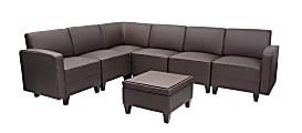 Boss Sectional Corner Sofa With Ottoman, Brown 1 thumbnail image