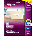 Avery® Matte Address Labels With Sure Feed® Technology, 8660, Rectangle, 1" x 2-5/8", Clear, Pack Of 750