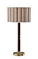 Adesso Laine Table Lamp, Antique Brass/Walnut with Beige Linen Shade 1 thumbnail image