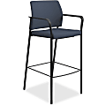 HON Accommodate Cafe Stool, Fixed Arms - Fabric Cerulean Seat - Fabric Cerulean Back - Steel Textured Black Frame - Four-legged Base - 23.3" Width x 21.3" Depth x 31.3" Height