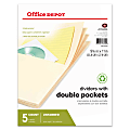 Office Depot® Brand Untabbed Dividers With Double Pockets, Buff, Pack Of 5
