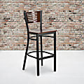 Flash Furniture Decorative Metal Restaurant Barstool With Slat Back, Walnut/Black