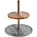 Laurie Gates California Designs Marble And Acacia Wood 2-Tier Server, 12” x 12” x 14”, Gray/Brown 1 thumbnail image