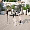 Flash Furniture Oia Indoor/Outdoor Steel Patio Armchair with Square Back, Black 1 thumbnail image