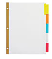 Office Depot® Brand Insertable Dividers With Big Tabs, White, Assorted Colors, 5-Tab