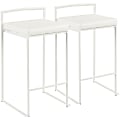 LumiSource Fuji Stacker Counter Stools, White Seat/White Frame, Set of 2 Stools