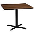 Flash Furniture Square Laminate Table Top With Table Height Base, 31-3/16”H x 36”W x 36”D, Walnut